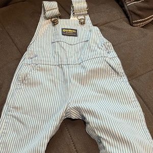 B21  Oshkosh Vintage Pinstripe Rare Baby Blue & White Overalls